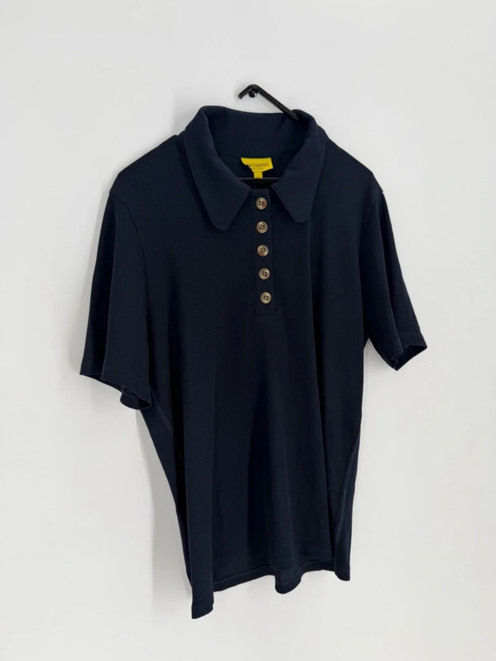 Hikerkind Ribbed Merino Wool Blend Polo 01 In Woad - Picture 3 of 7